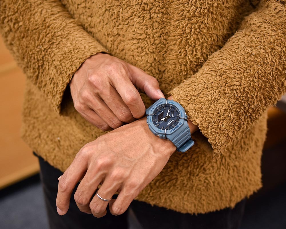 Casio G-Shock GA-2100PT-2A CasiOak Men Watch Blue with Face Protector ozDigitalWatch.com.au