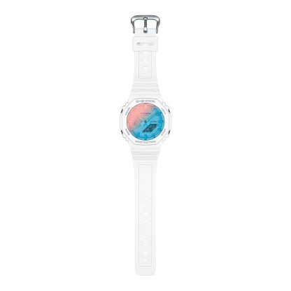 Casio G-Shock GA-2100TL-7A CasiOak Watch White Blue Beach Time Lapse Collection ozDigitalWatch.com.au