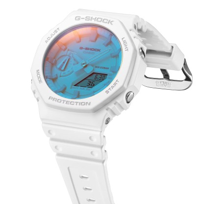 Casio G-Shock GA-2100TL-7A CasiOak Watch White Blue Beach Time Lapse Collection ozDigitalWatch.com.au