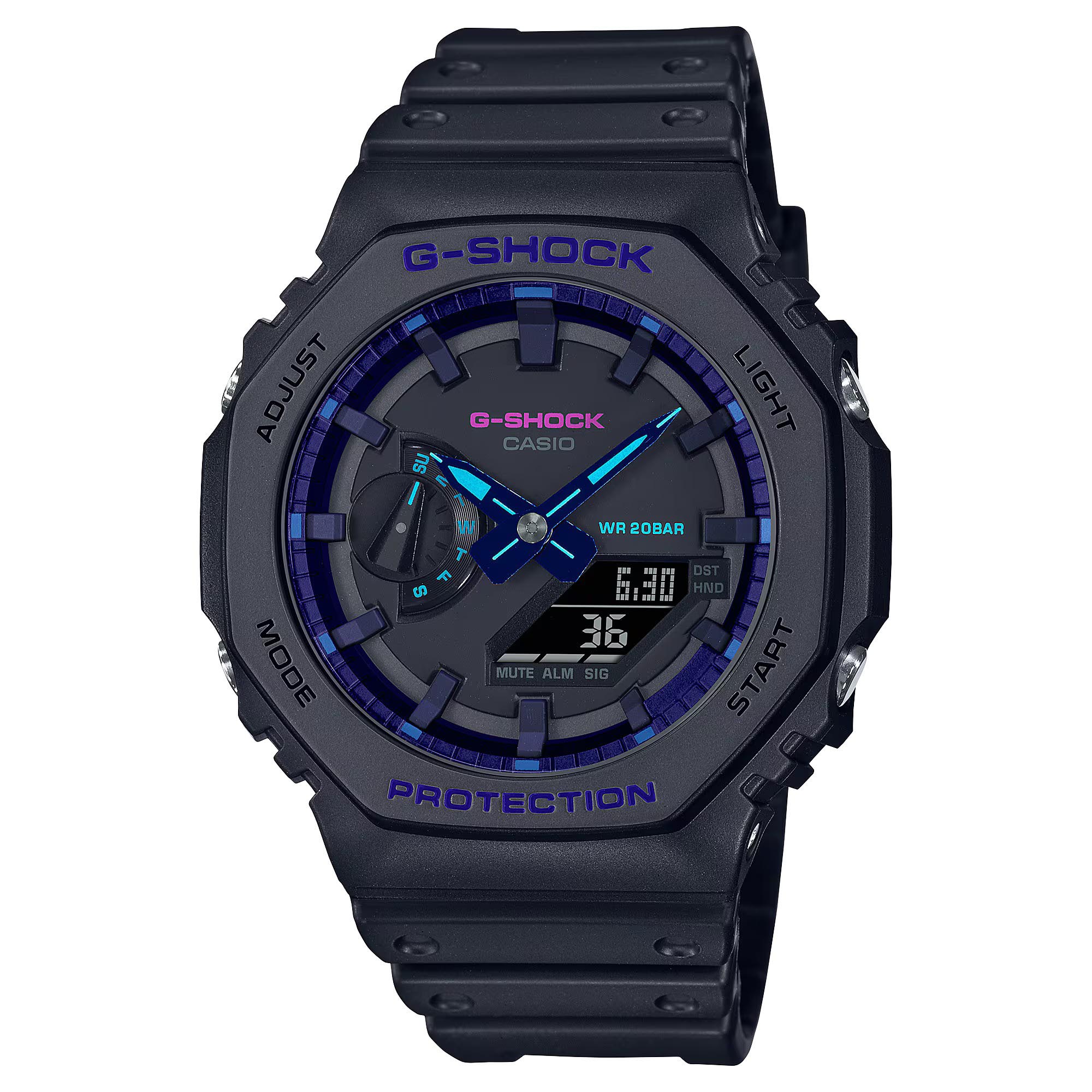 Casio G-Shock CasiOak GA-2100VB-1A Men Watch Black Blue Virtual Reality ozDigitalWatch.com.au