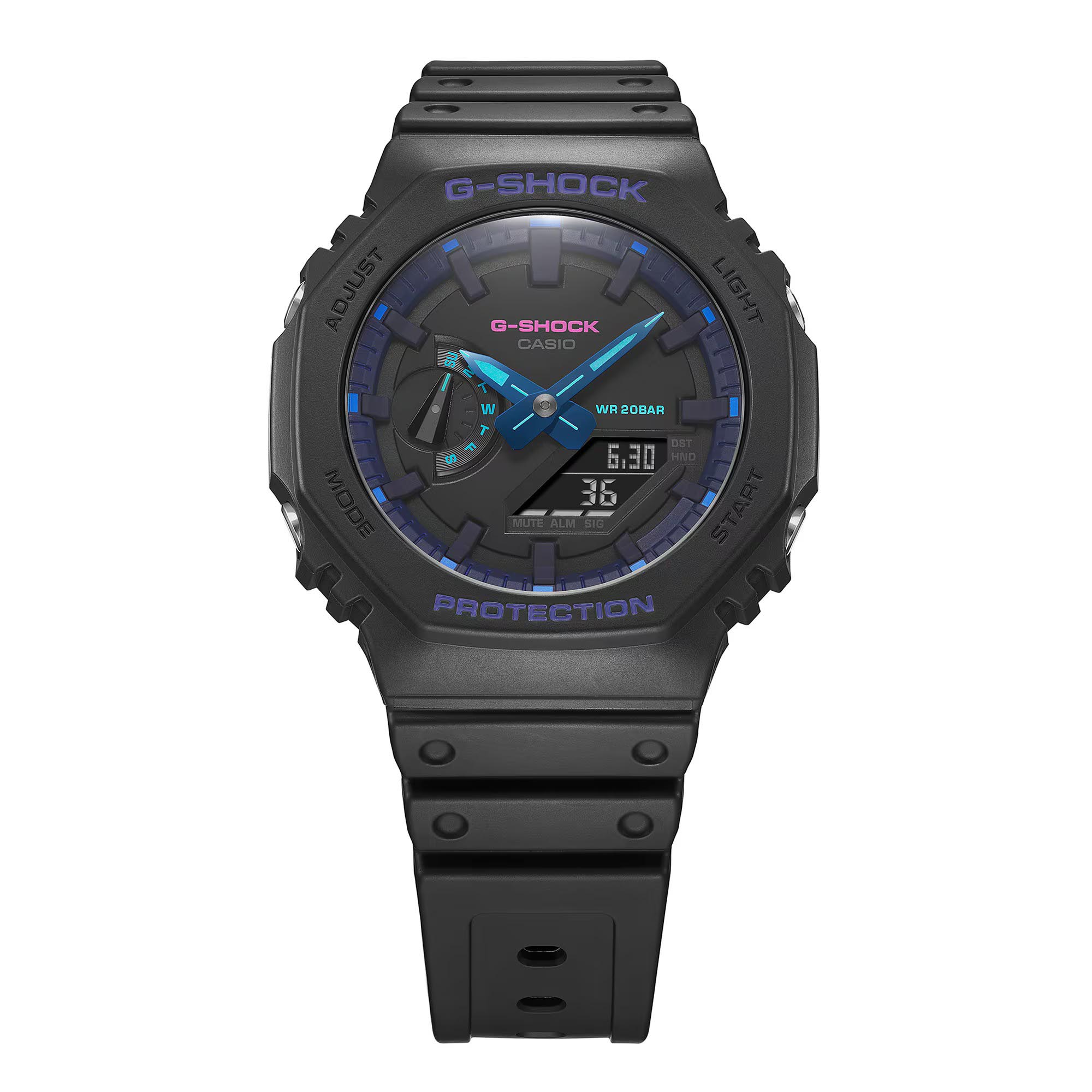 Casio G-Shock CasiOak GA-2100VB-1A Men Watch Black Blue Virtual Reality ozDigitalWatch.com.au