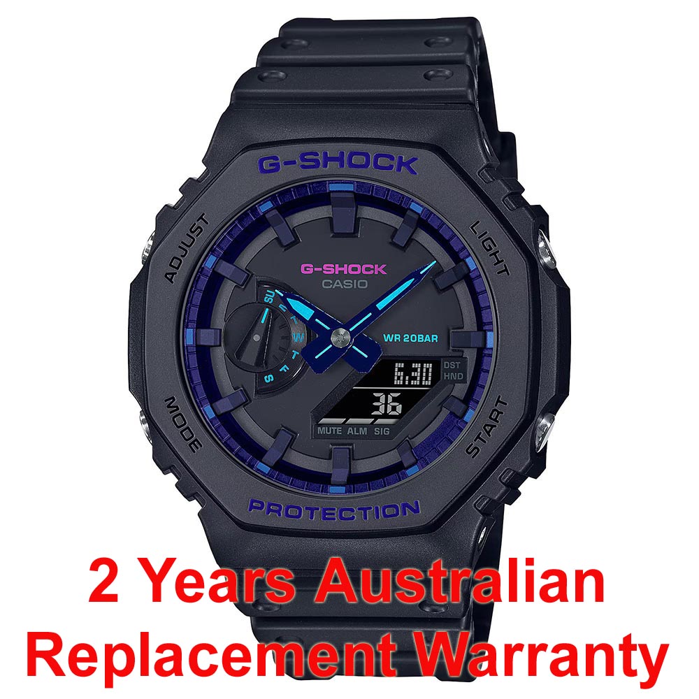 Casio G-Shock CasiOak GA-2100VB-1A Men Watch Black Blue Virtual Reality ozDigitalWatch.com.au