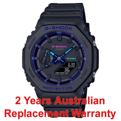 Casio G-Shock CasiOak GA-2100VB-1A Men Watch Black Blue Virtual Reality ozDigitalWatch.com.au