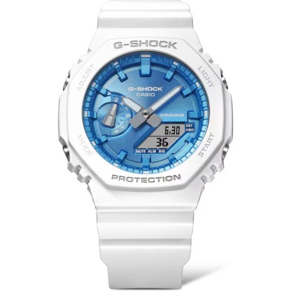 Casio G-Shock GA-2100WS-7A CasiOak Analog Digital Men's Watch (White x Blue) (Winter Seasonal Collection) GA2100WS-7A