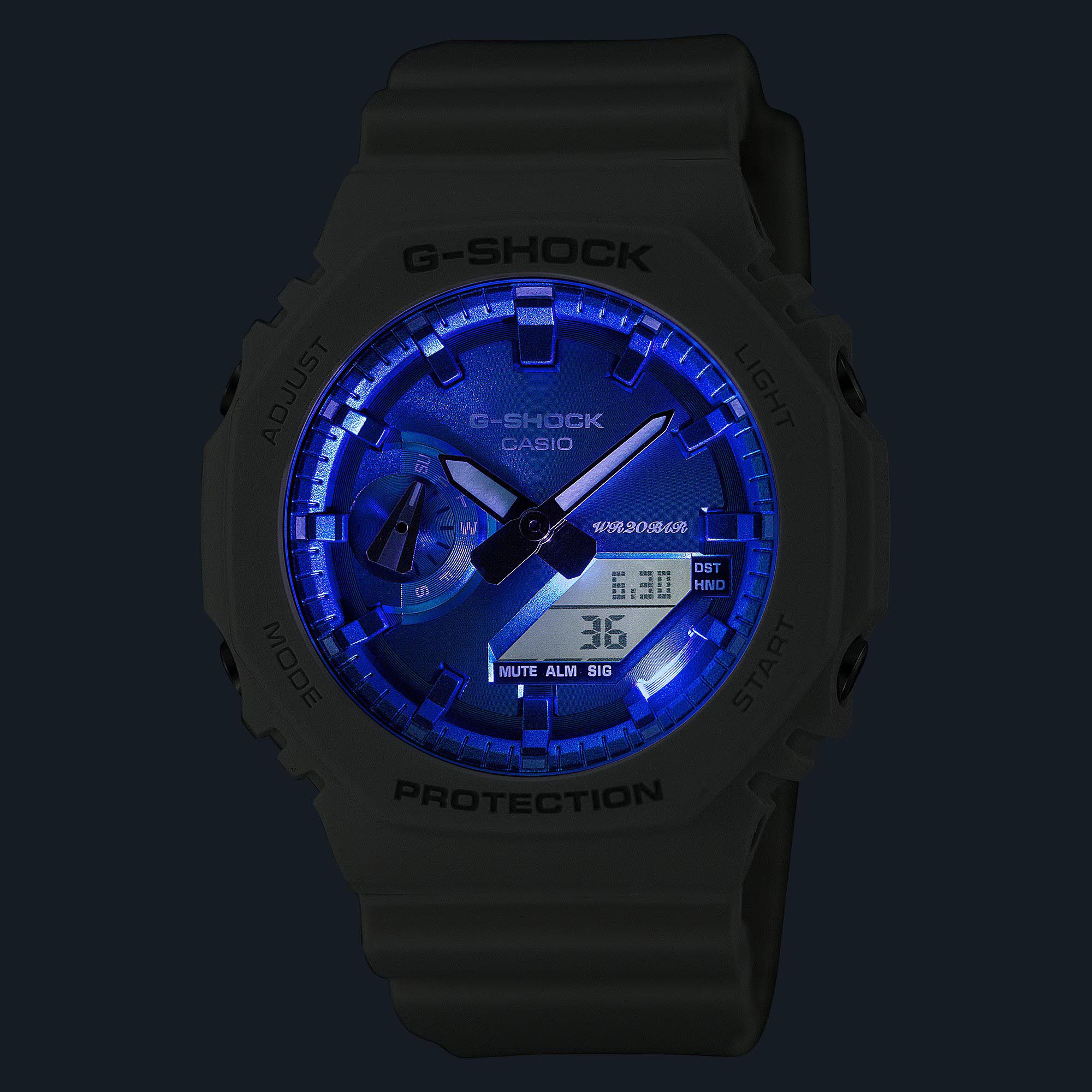 Casio G-Shock CasiOak GA-2100WS-7A Analog Digital Men Watch White Blue OzDigitalWatch.com.au