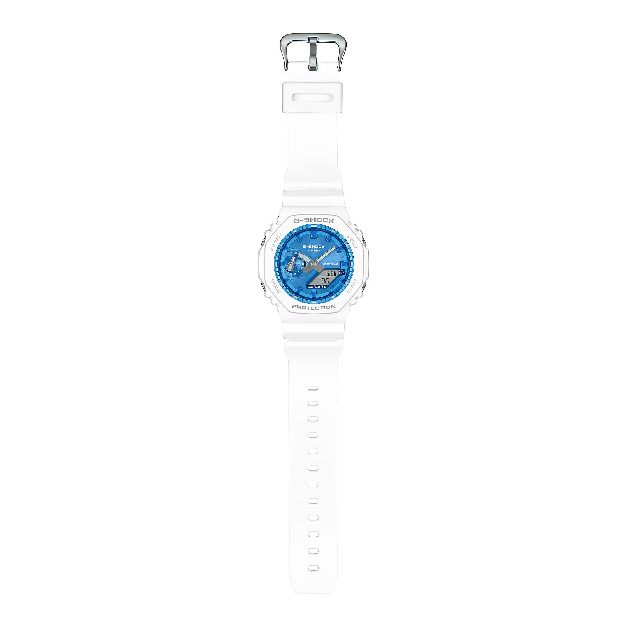 Casio G-Shock GA-2100WS-7A CasiOak Analog Digital Men's Watch (White x Blue) (Winter Seasonal Collection) GA2100WS-7A