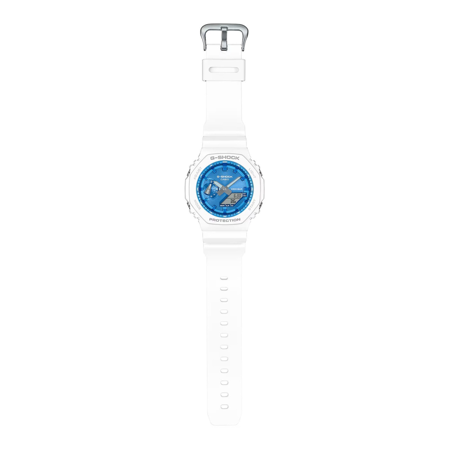 Casio G-Shock GA-2100WS-7A CasiOak Analog Digital Men's Watch (White x Blue) (Winter Seasonal Collection) GA2100WS-7A