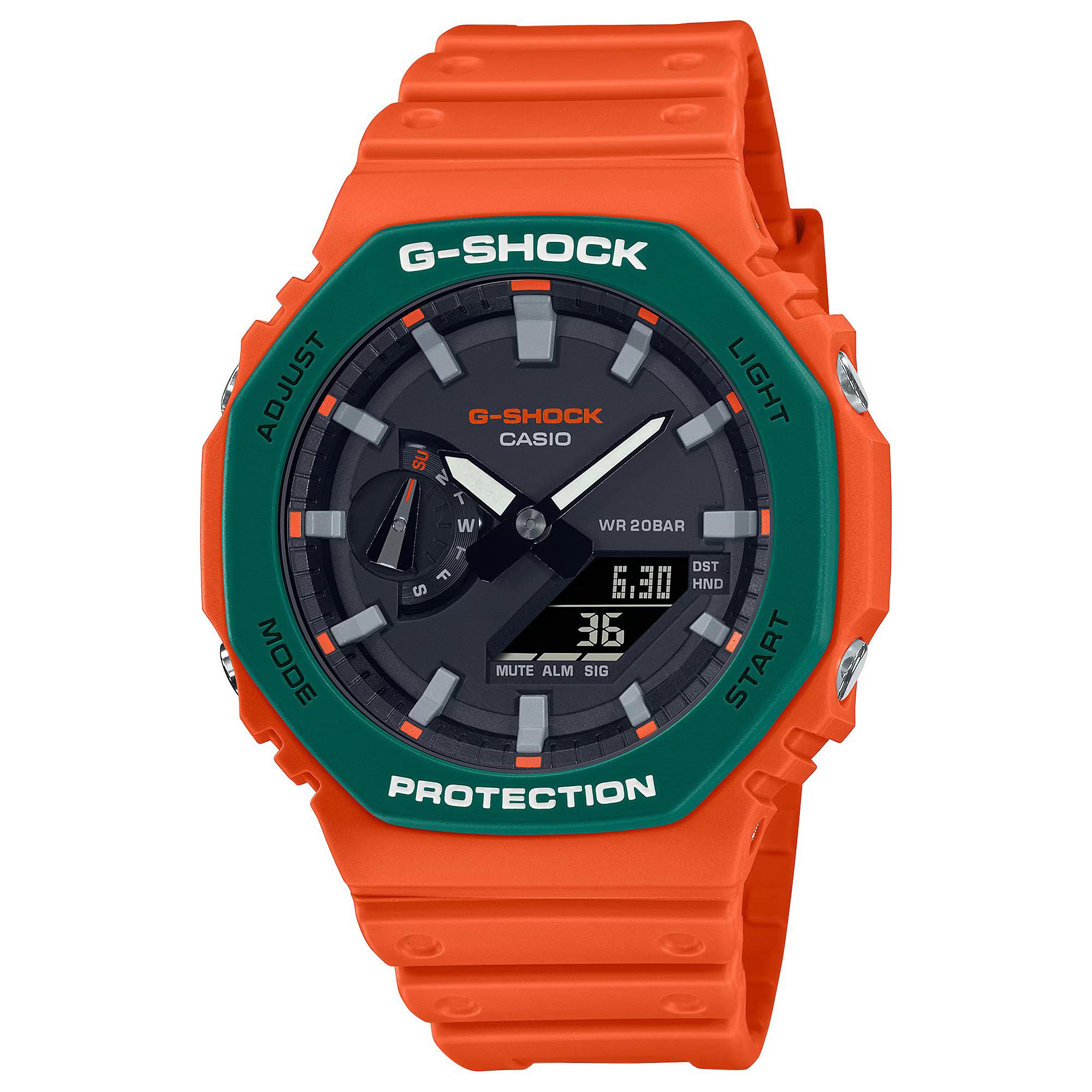 Casio G-Shock GA-2110SC-4A CasiOak Analog Digital Men's Watch (Orange x Green)  GA2110SC-4A