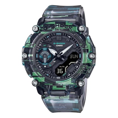 Casio G-Shock GA-2200NN-1A Analog Digital Men's Watch (Digital Glitch Blazing Pattern, Translucent Band) GA2200NN-1A