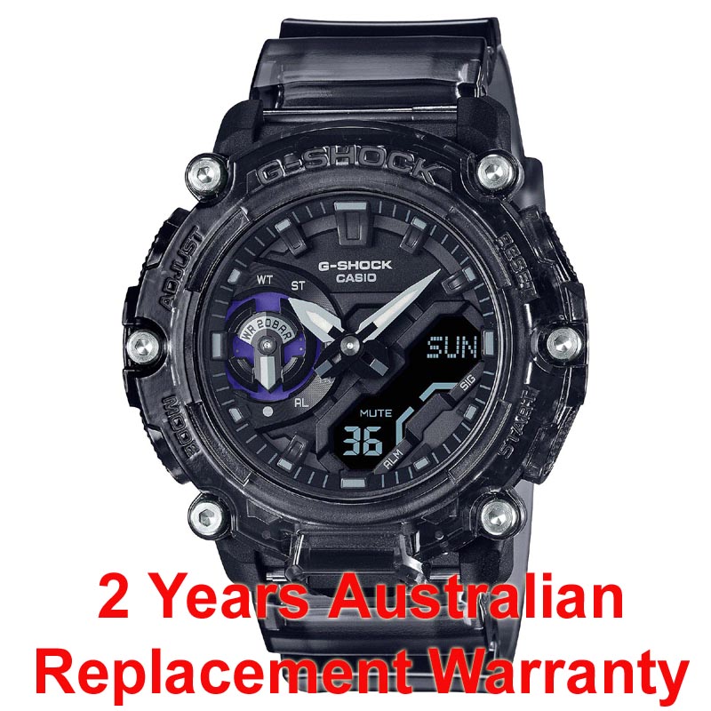 Casio G-Shock GA-2200SKL-8A Men Watch Semitransparent Black Sound Wave Series ozDigitalWatch.com.au