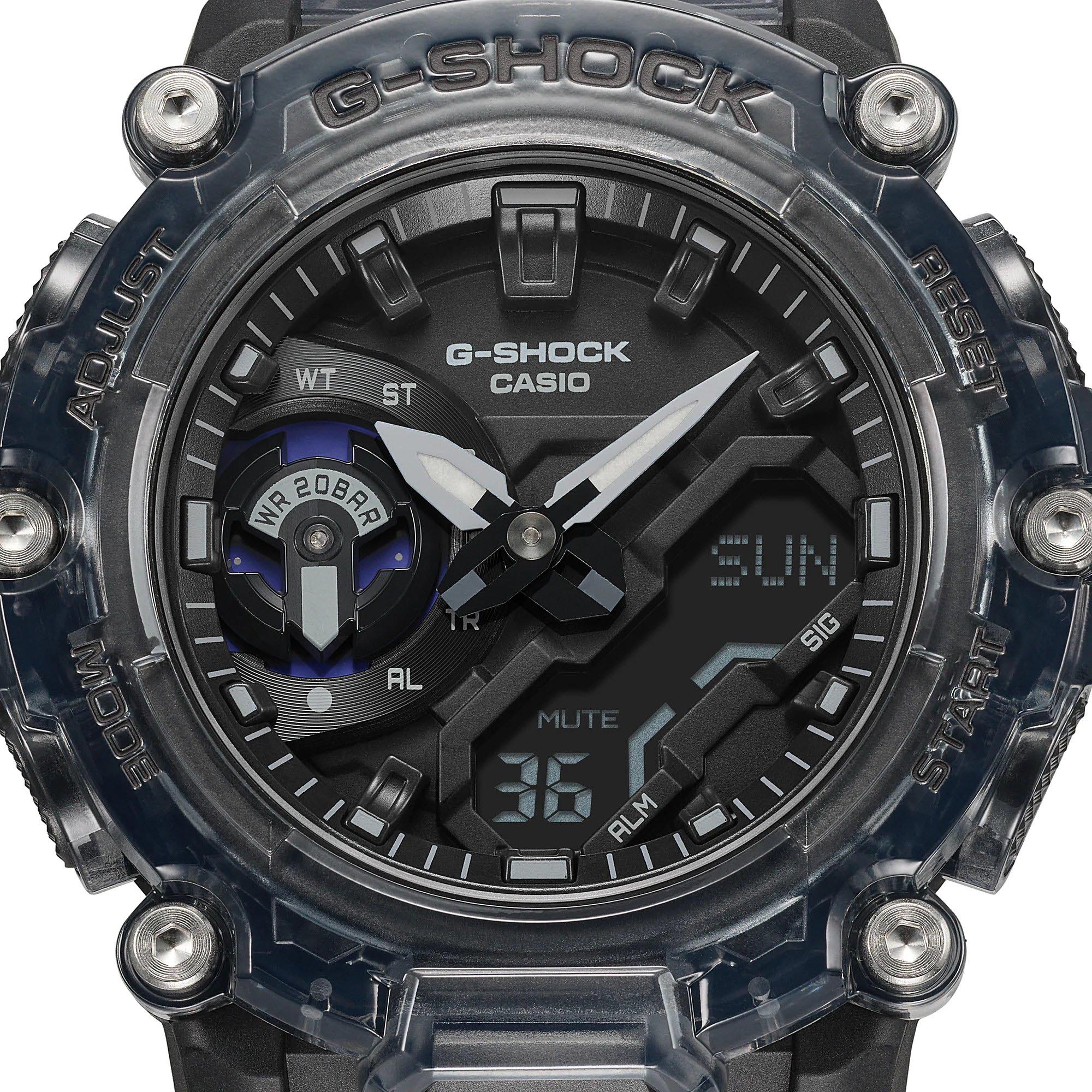Casio G-Shock GA-2200SKL-8A Men Watch Semitransparent Black Sound Wave Series ozDigitalWatch.com.au