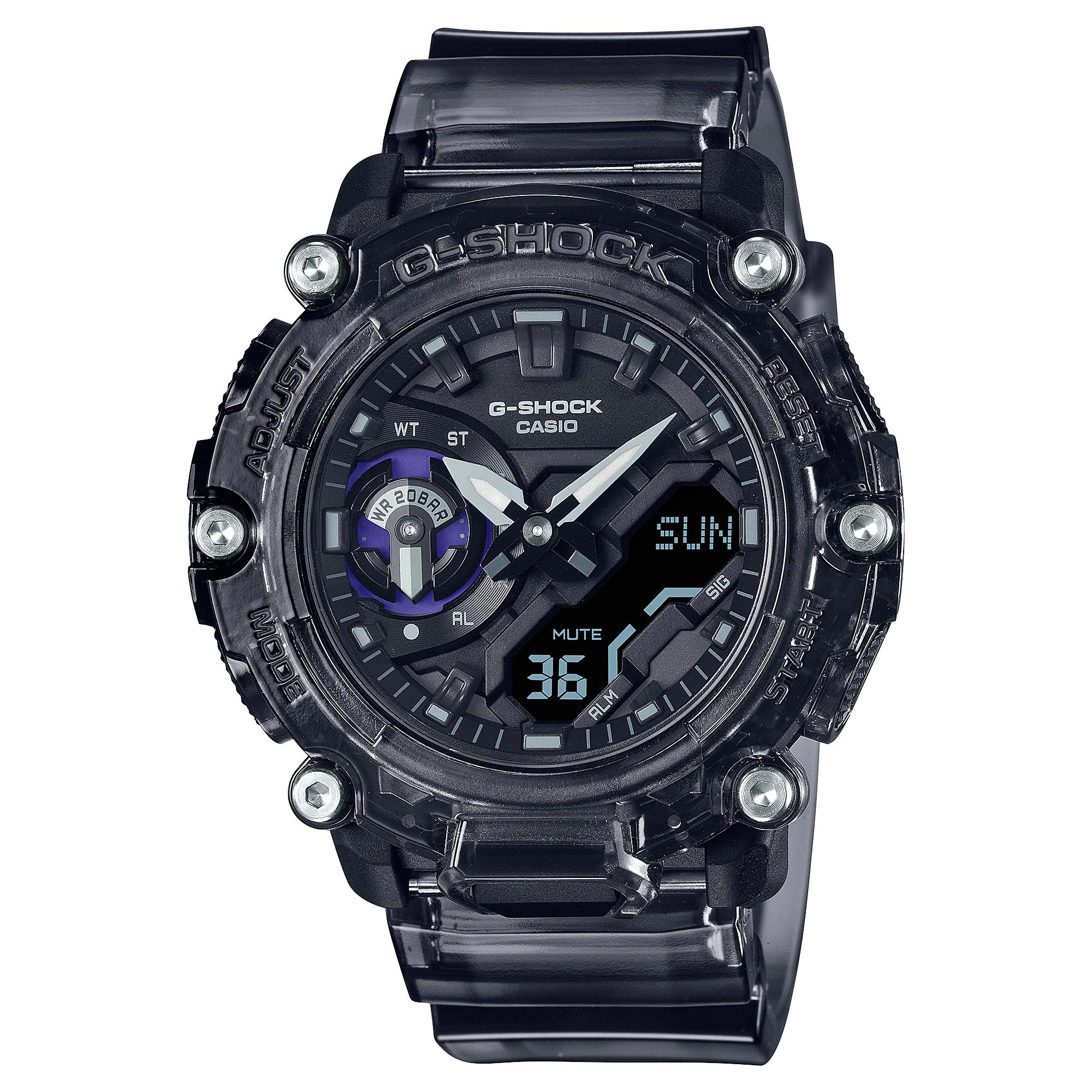 Casio G-Shock Carbon GA-2200SKL-8A Men's Watch (Semitransparent Black) Sound Wave Series GA2200SKL-8A