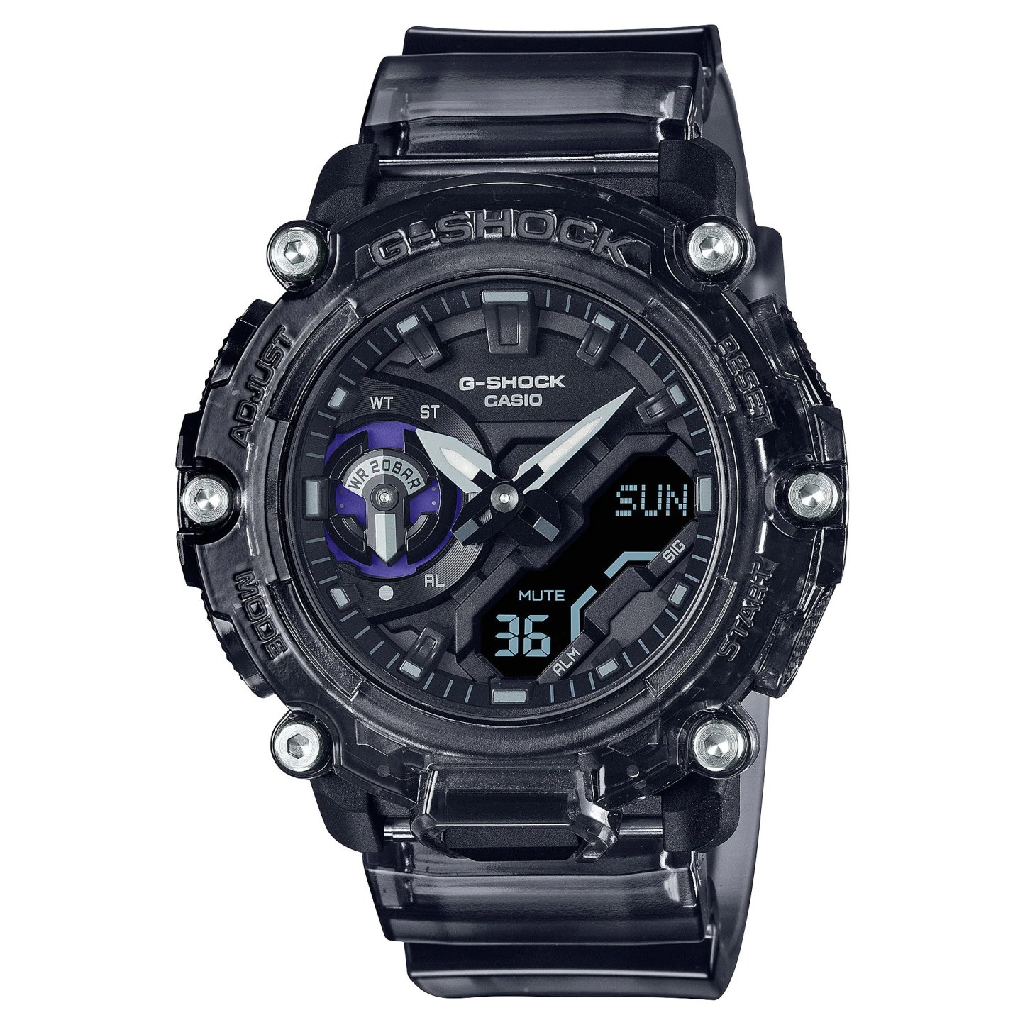 Casio G-Shock Carbon GA-2200SKL-8A Men's Watch (Semitransparent Black) Sound Wave Series GA2200SKL-8A
