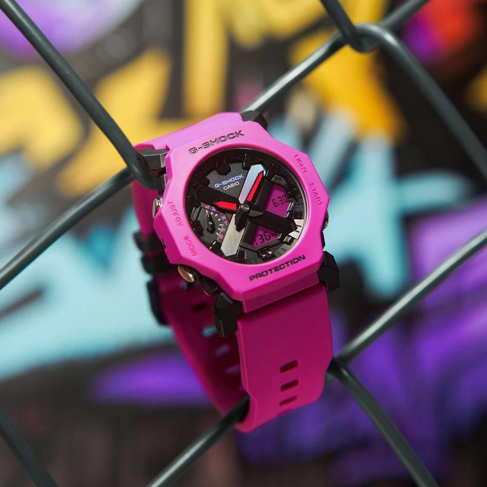 Casio G-Shock GA-2300-4A Analog-Digital Men Watch Vibrant Pink Compact Size ozDigitalWatch.com.au