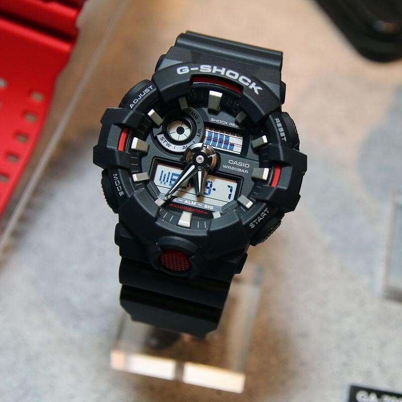 Casio G-Shock GA-700-1A Analog Digital Men Watch Black Red ozdigitalwatch.com.au