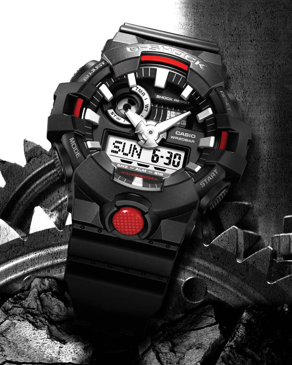 Casio G-Shock GA-700-1A Analog Digital Men Watch Black Red ozdigitalwatch.com.au