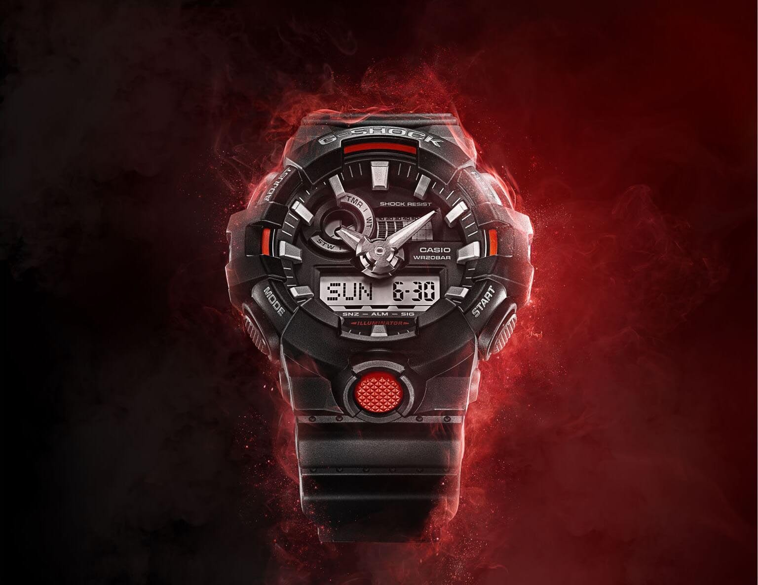 Casio G-Shock GA-700-1A Analog Digital Men Watch Black Red ozdigitalwatch.com.au