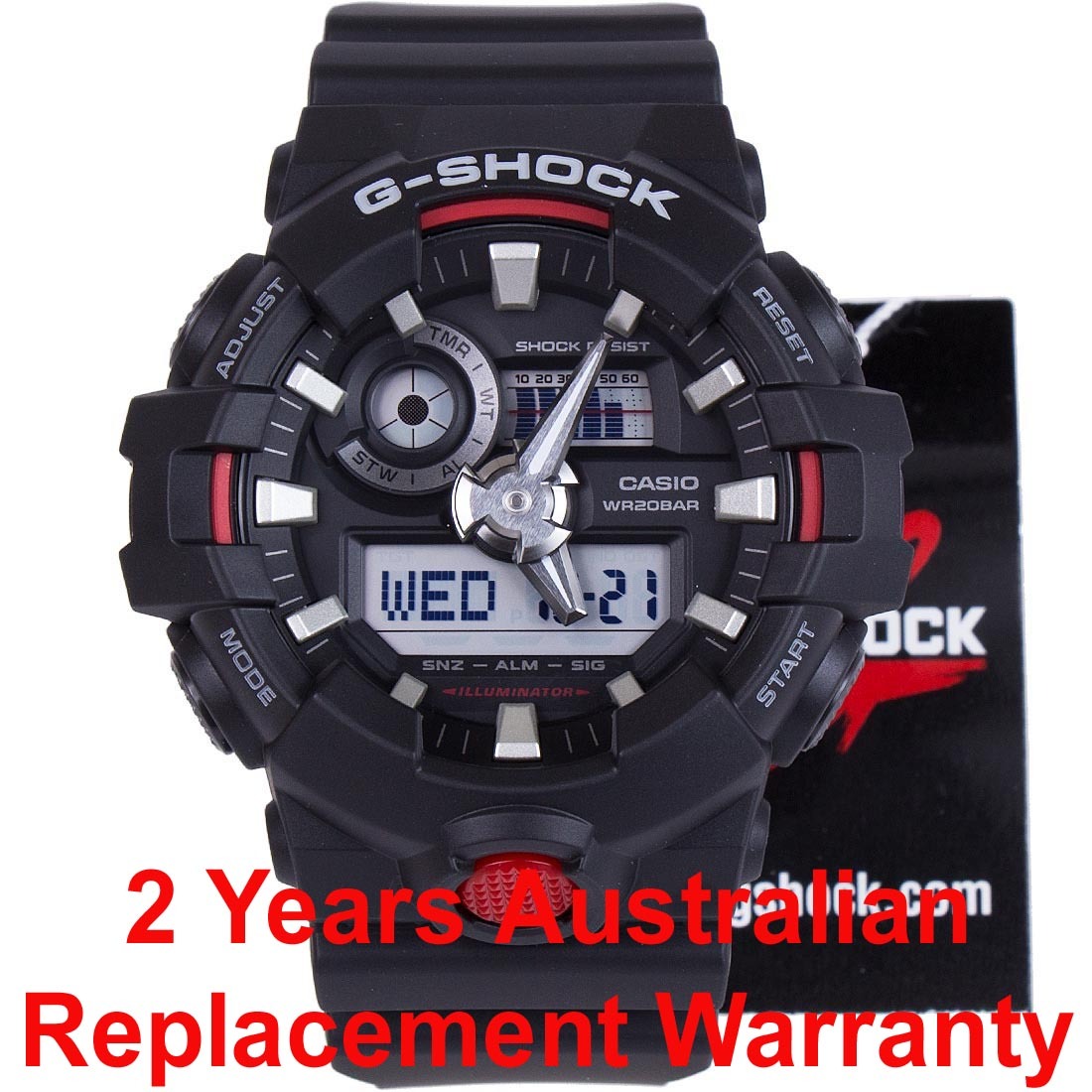 Casio G-Shock GA-700-1A Analog Digital Men Watch Black Red ozdigitalwatch.com.au