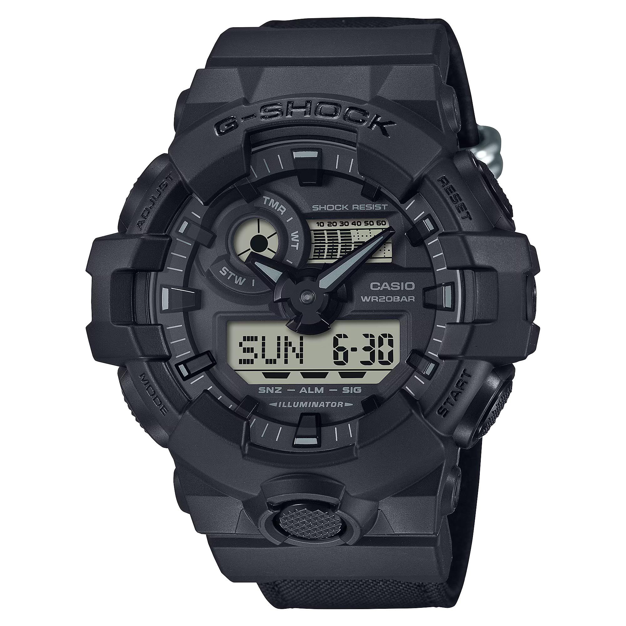 Casio G-Shock GA-700BCE-1A Analog Digital Men Watch Black Cordura Cloth Band ozDigitalWatch.com.au