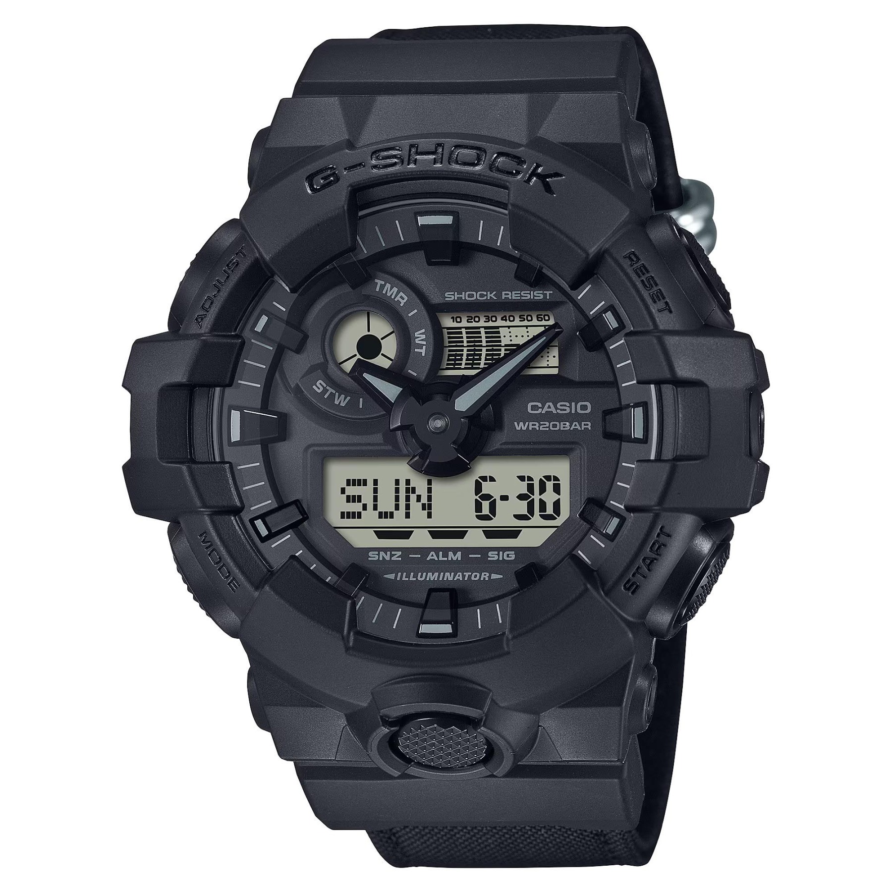 Casio G-Shock GA-700BCE-1A Analog Digital Men Watch Black Cordura Cloth Band ozDigitalWatch.com.au