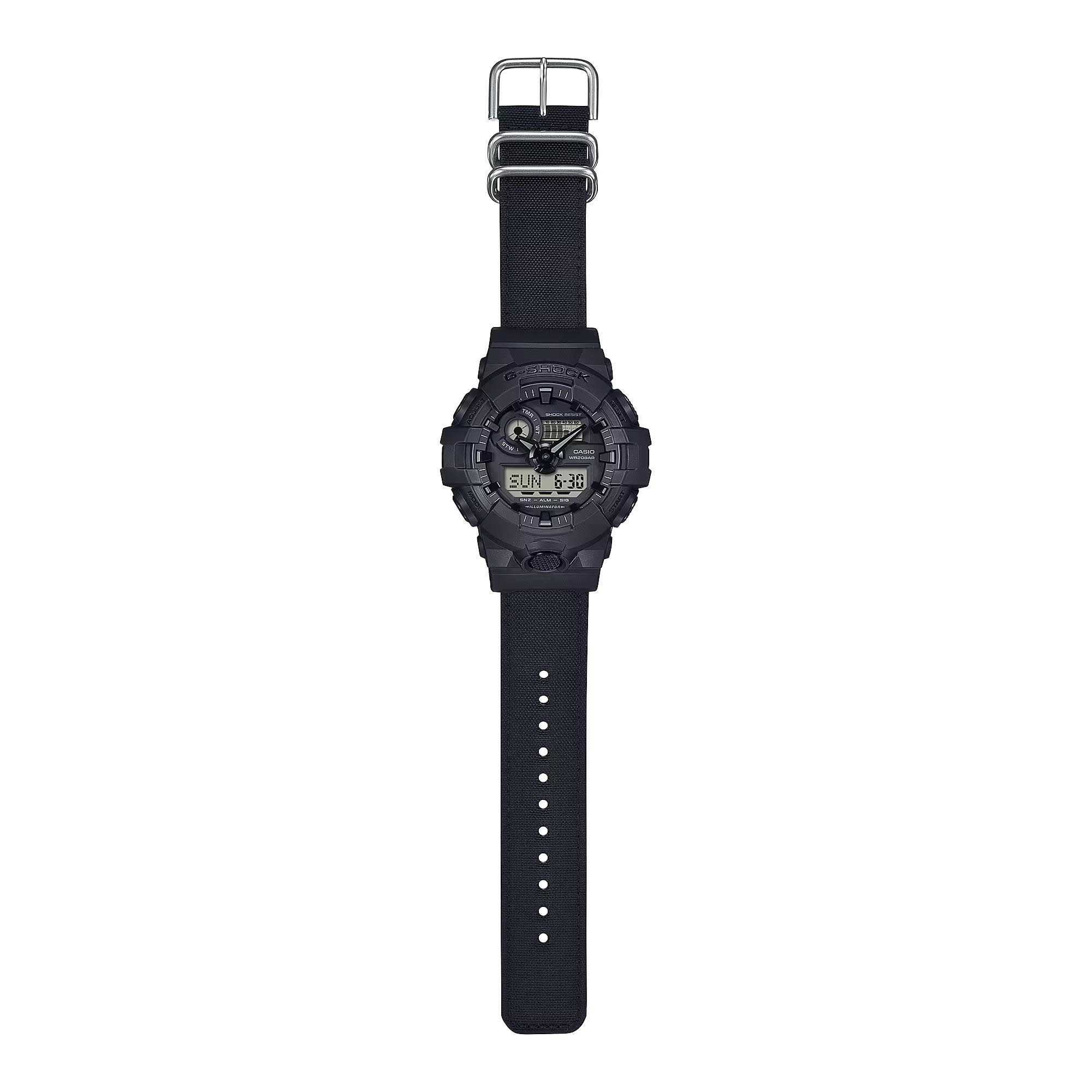 Casio G-Shock GA-700BCE-1A Analog Digital Men Watch Black Cordura Cloth Band ozDigitalWatch.com.au