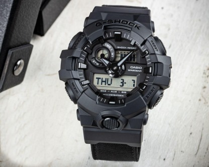 Casio G-Shock GA-700BCE-1A Analog Digital Men Watch Black Cordura Cloth Band ozDigitalWatch.com.au