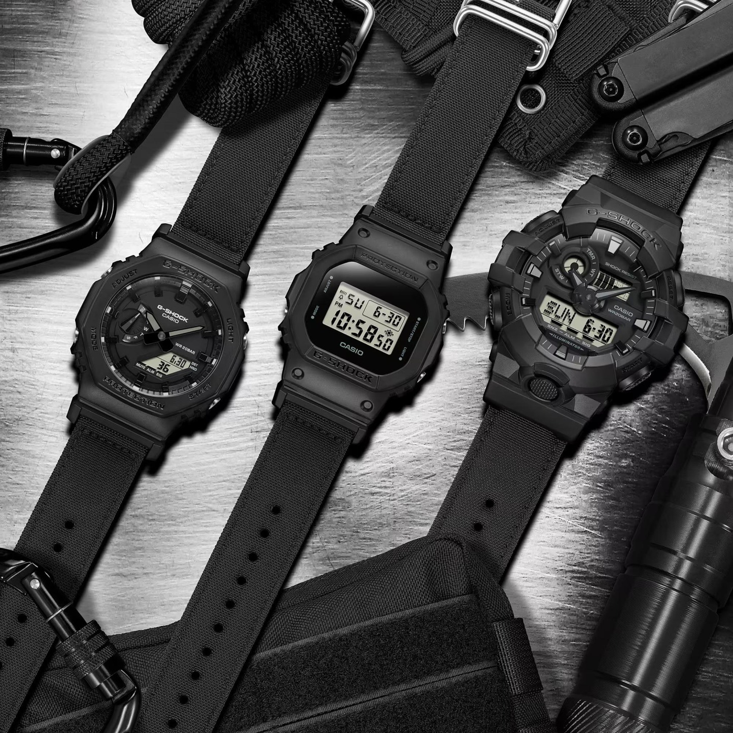 Casio G-Shock GA-700BCE-1A Analog Digital Men Watch Black Cordura Cloth Band ozDigitalWatch.com.au