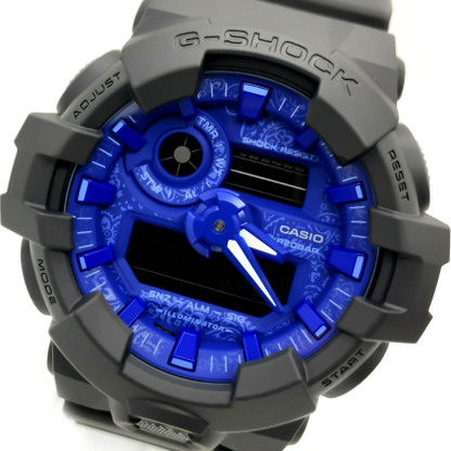 Casio G-Shock GA-700BP-1A Analog Digital paisley patterned Watch Blue Black ozdigitalwatch.com.au