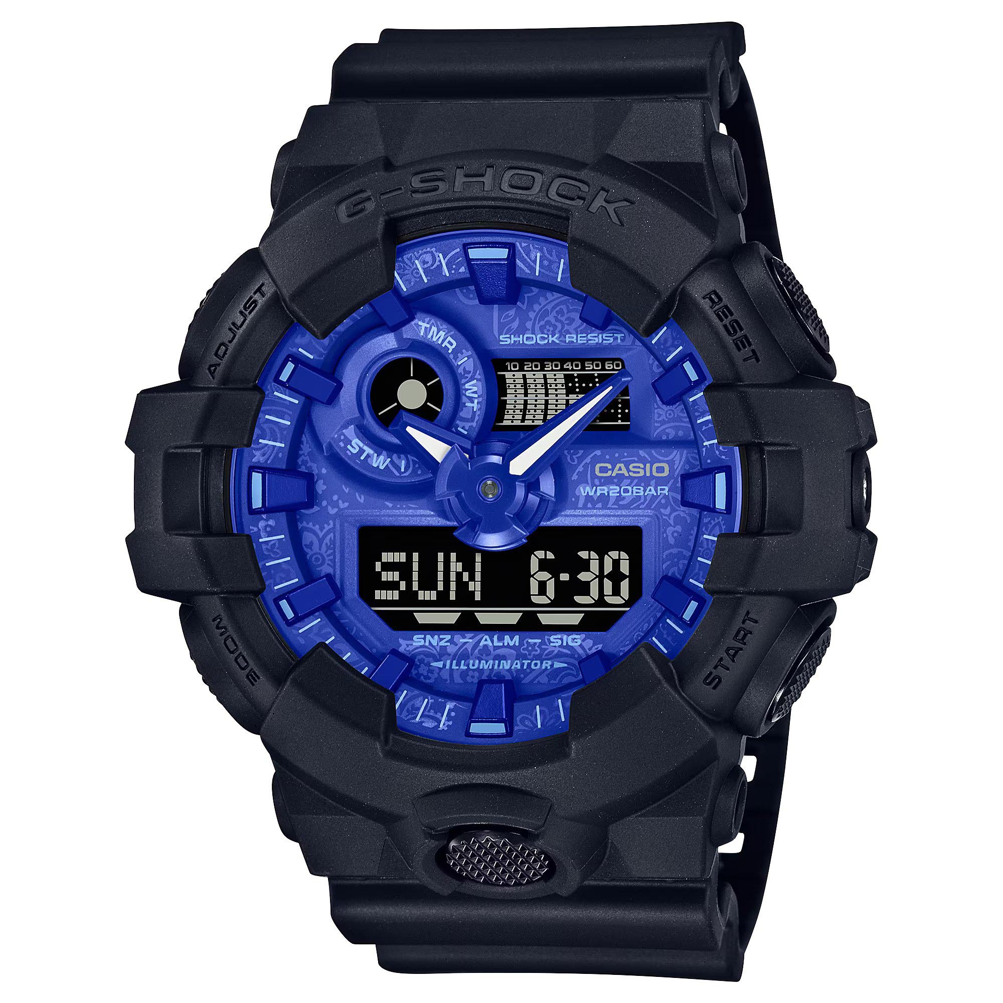 Casio G-Shock GA-700BP-1A Analog Digital Paisley Patterned Men's Watch (Blue x Black) GA700BP-1A