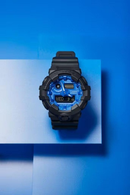 Casio G-Shock GA-700BP-1A Analog Digital paisley patterned Watch Blue Black ozdigitalwatch.com.au
