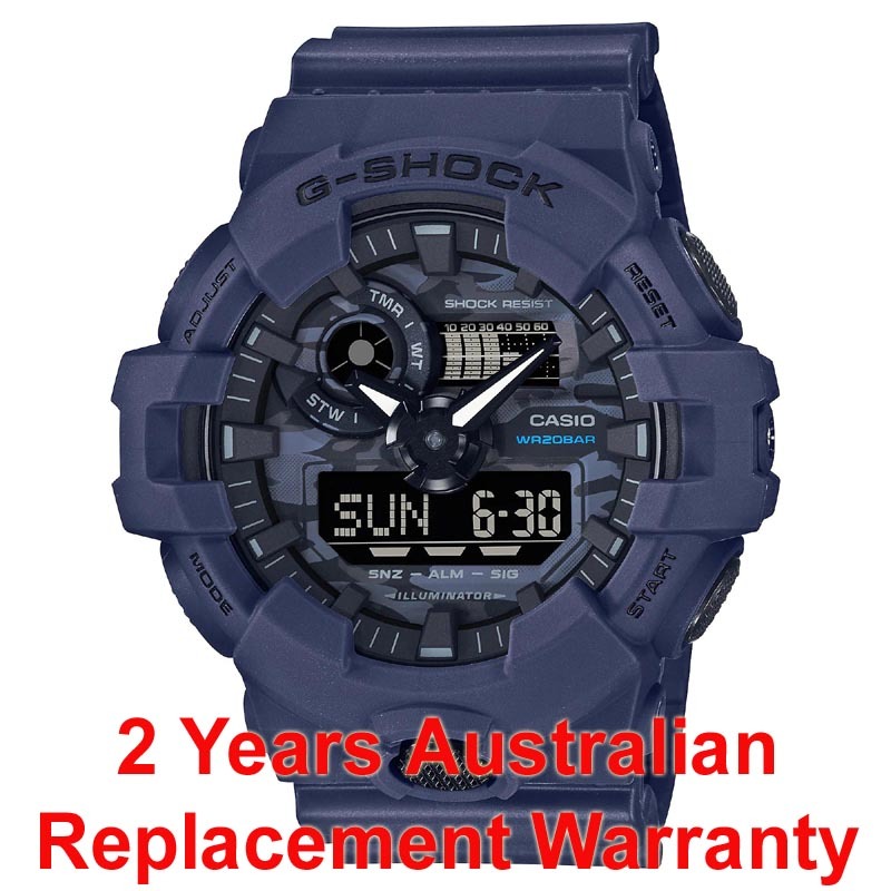 Casio G-Shock GA-700CA-2A Analog Digital Men Watch Navy Blue Camouflage ozdigitalwatch.com.au