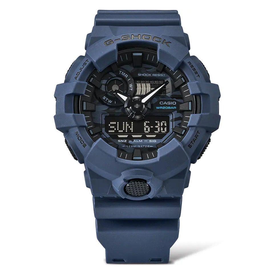 Casio G-Shock GA-700CA-2A Analog Digital Men Watch Navy Blue Camouflage ozdigitalwatch.com.au