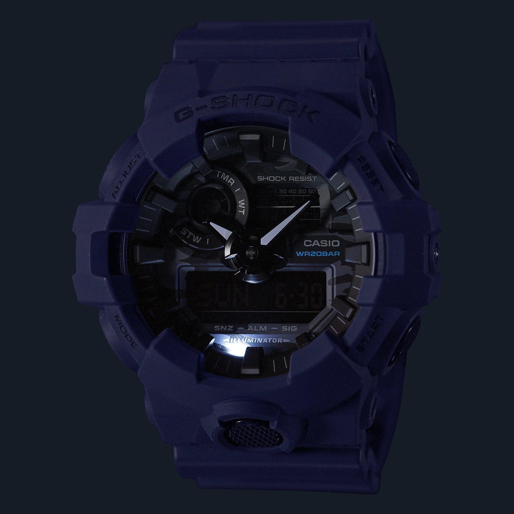 Casio G-Shock GA-700CA-2A Analog Digital Men Watch Navy Blue Camouflage ozdigitalwatch.com.au