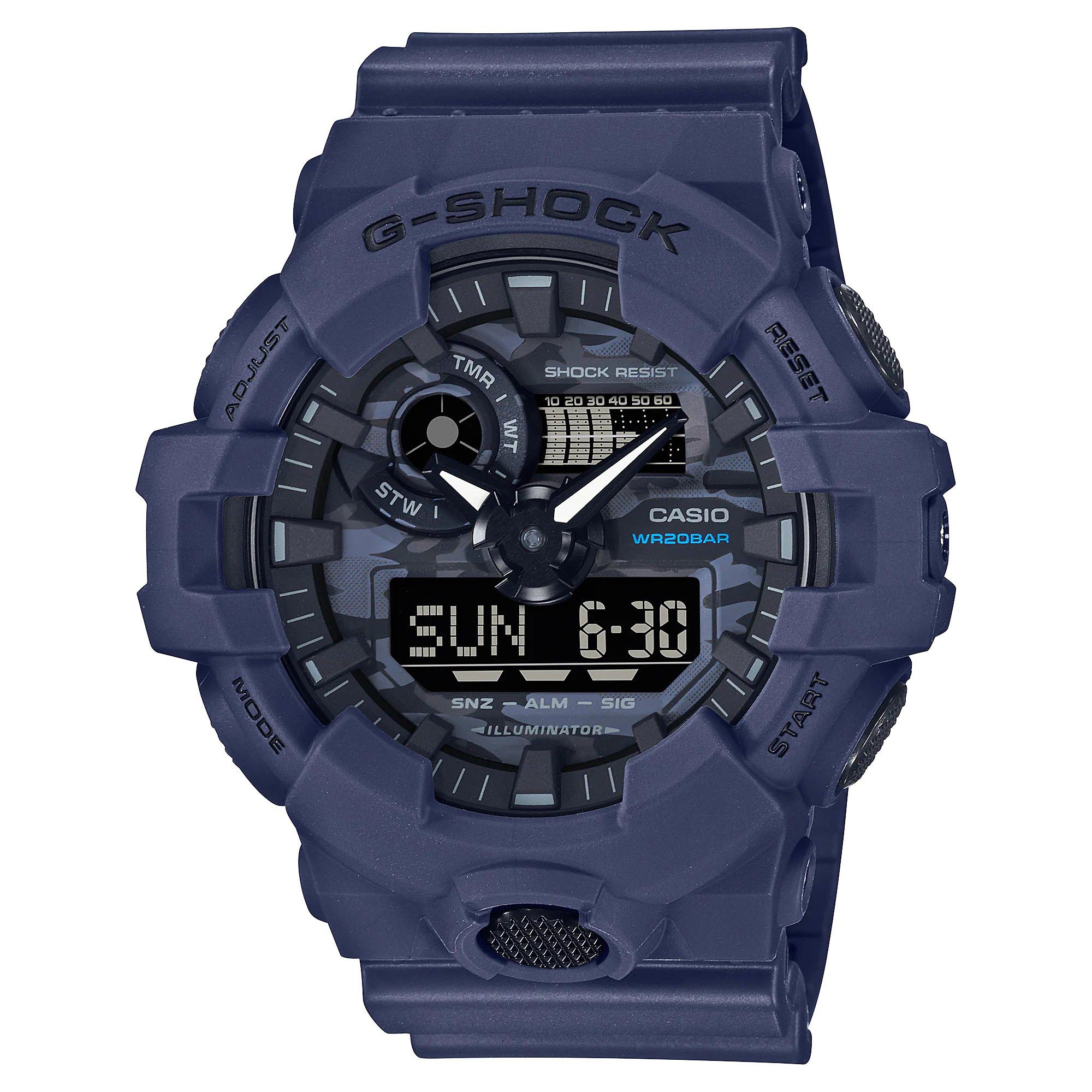 Casio G-Shock GA-700CA-2A Navy Blue & Camouflage Analog Digital Men's Watch 