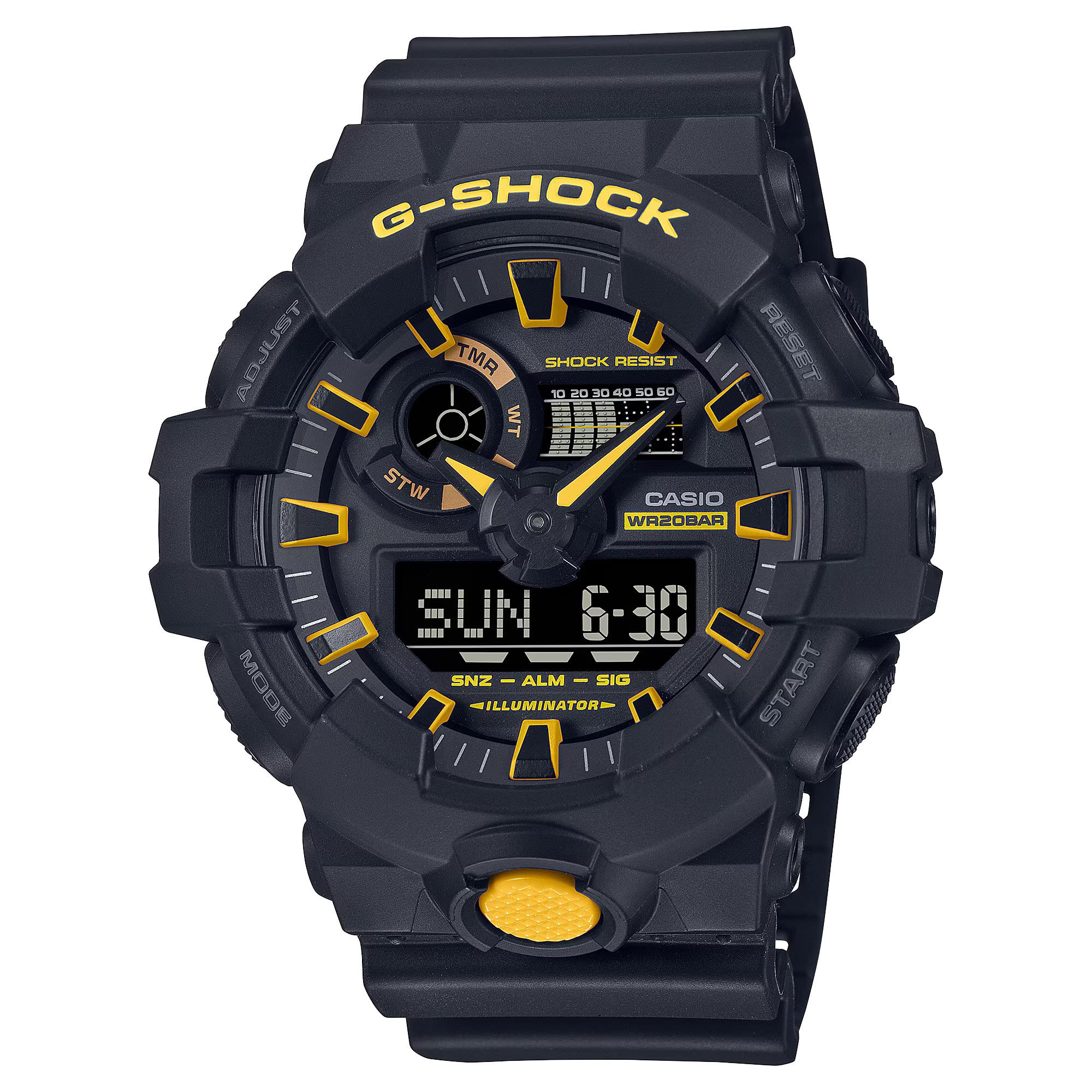 Casio G-Shock GA-700CY-1A Analog Digital Men Watch Black x Yellow ozDigitalWatch.com.au