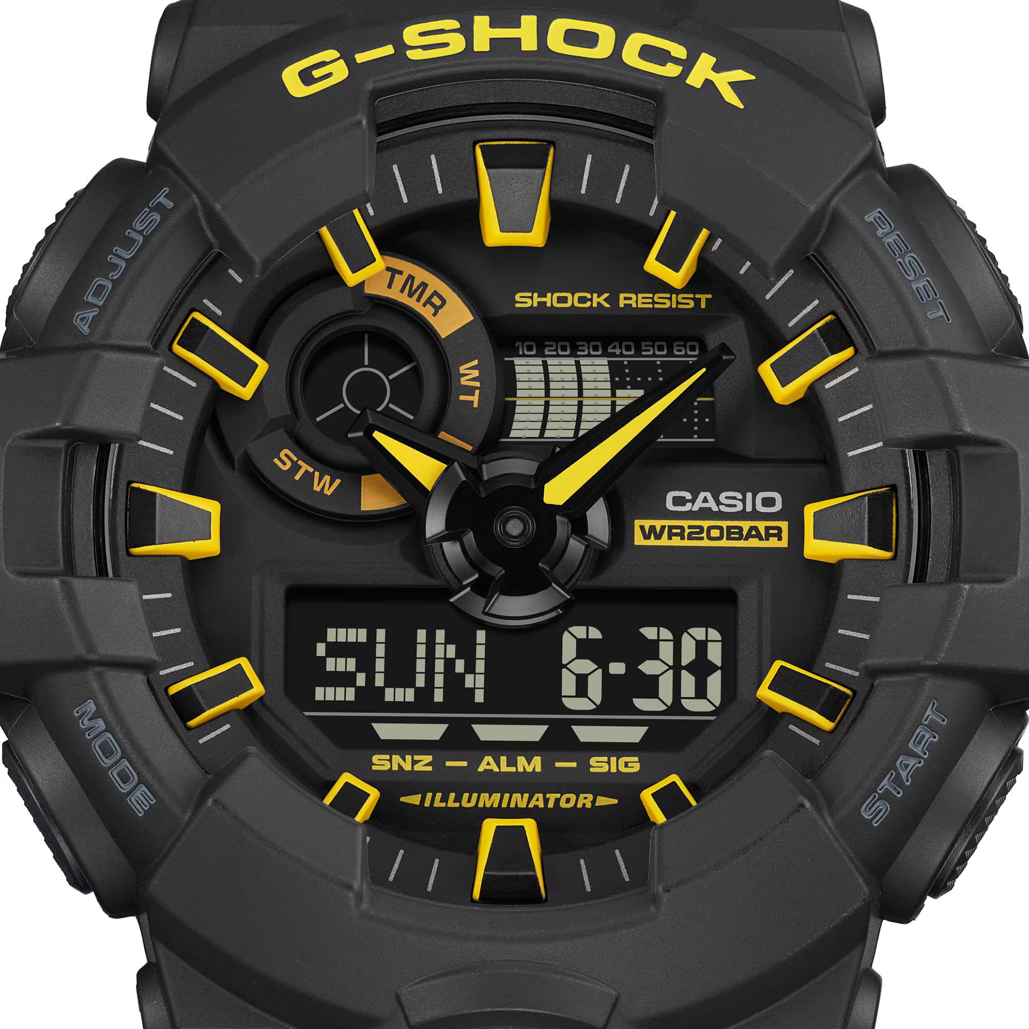 Casio G-Shock GA-700CY-1A Analog Digital Men Watch Black x Yellow ozDigitalWatch.com.au