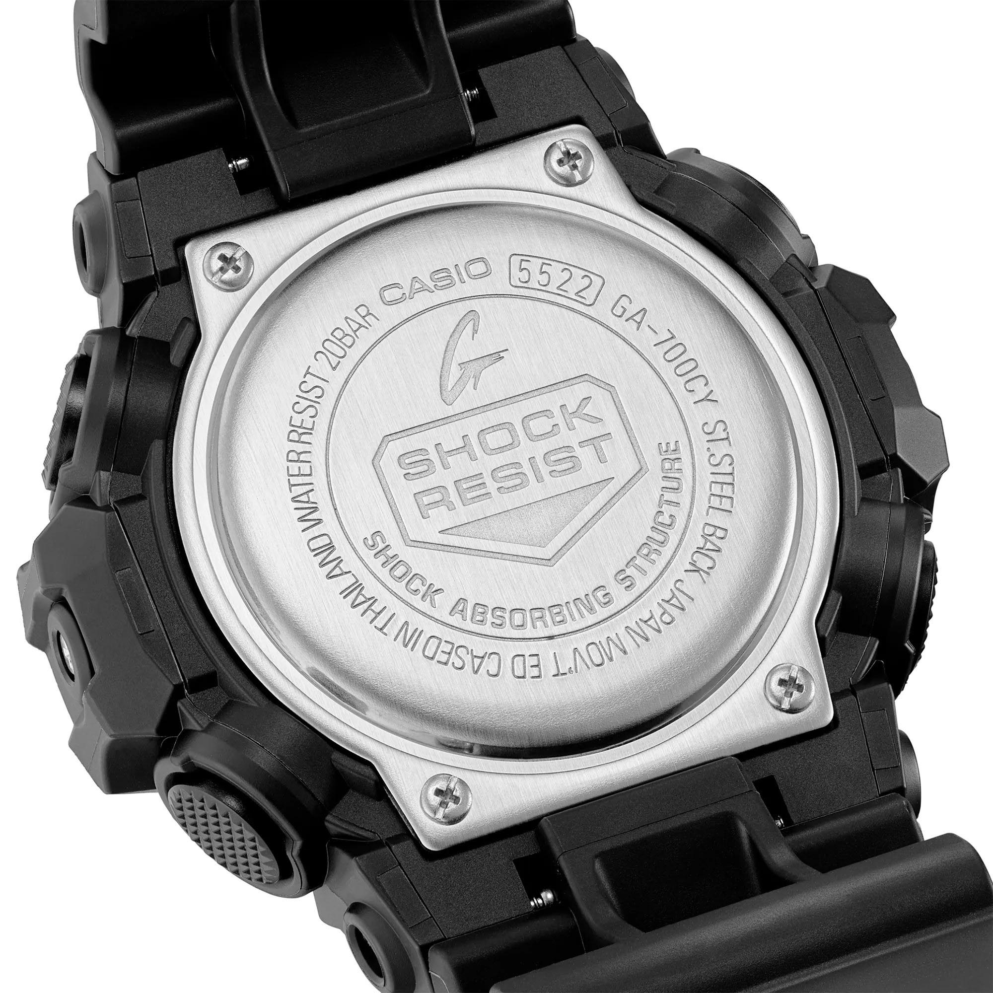 Casio G-Shock GA-700CY-1A Analog Digital Men Watch Black x Yellow ozDigitalWatch.com.au