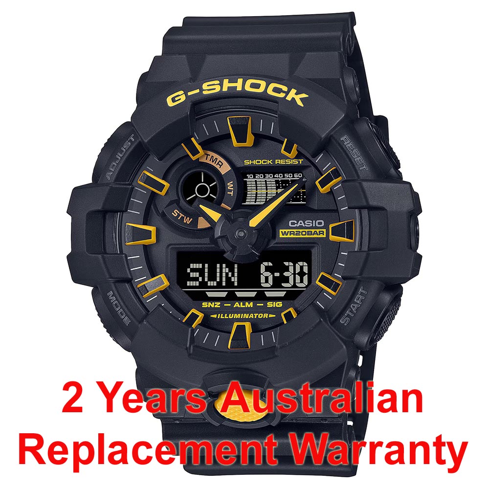 Casio G-Shock GA-700CY-1A Analog Digital Men Watch Black x Yellow ozDigitalWatch.com.au