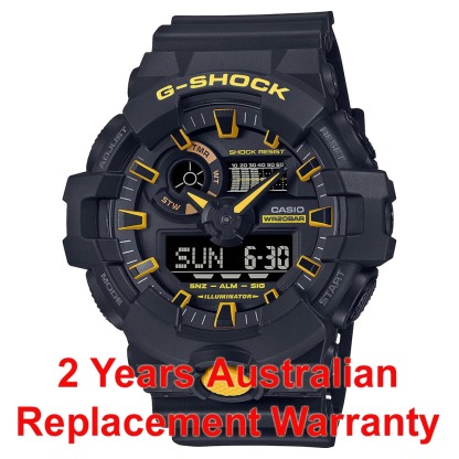 Casio G-Shock GA-700CY-1A Analog Digital Men Watch Black x Yellow ozDigitalWatch.com.au