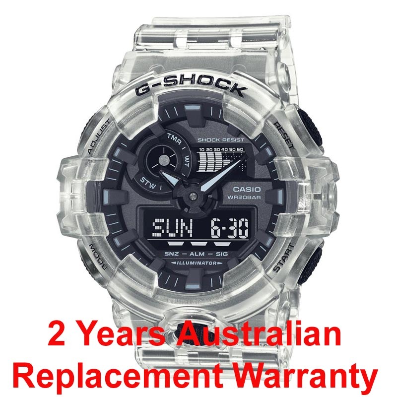 Casio G-Shock GA-700SKE-7A Analog Digital Men Watch Clear Transparent Black ozdigitalwatch.com.au