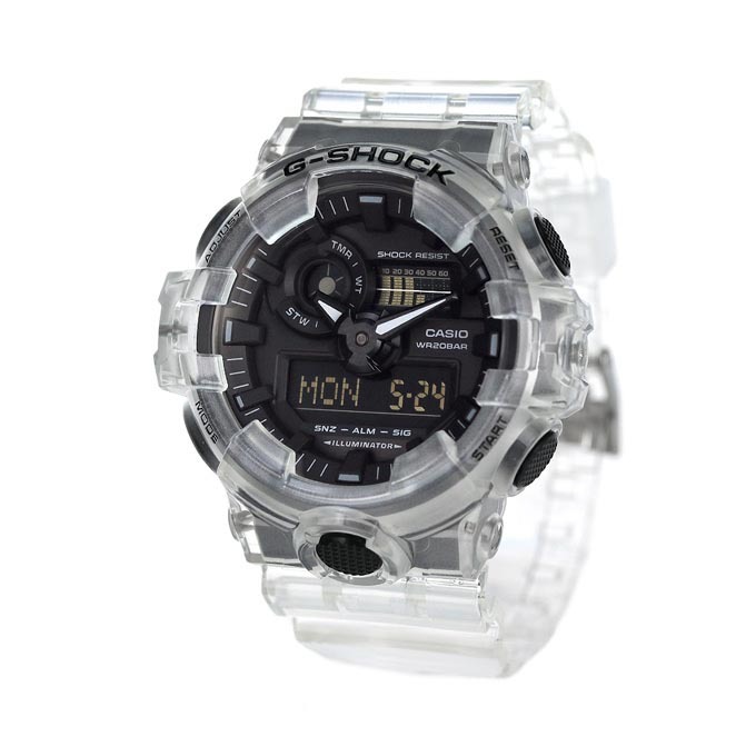 Casio G-Shock GA-700SKE-7A Analog Digital Men Watch Clear Transparent Black ozdigitalwatch.com.au