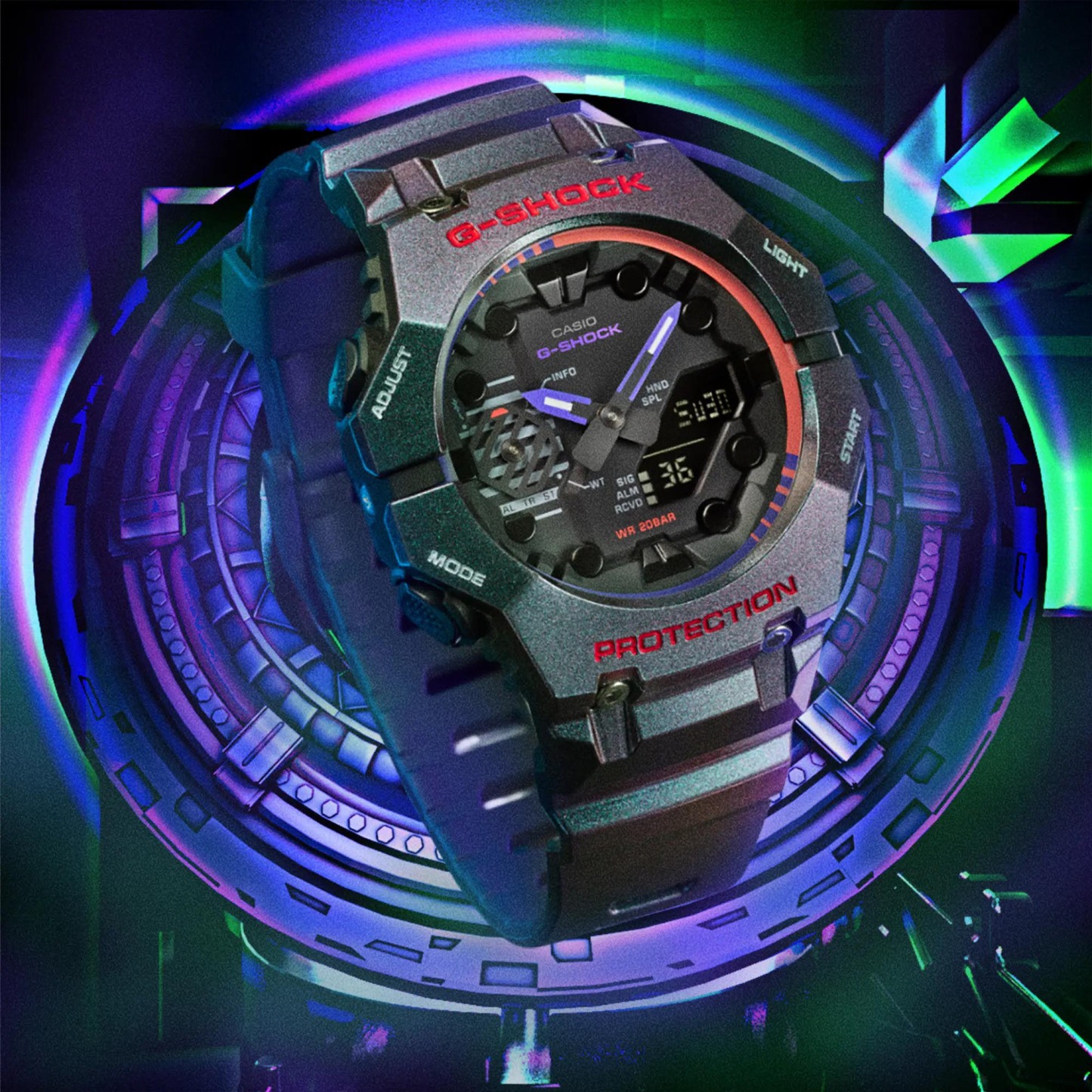 Casio G-Shock GA-B001AH-6A Smartphone Link Analog-Digital Men Watch (Purple x Green) GAB001AH-6A
