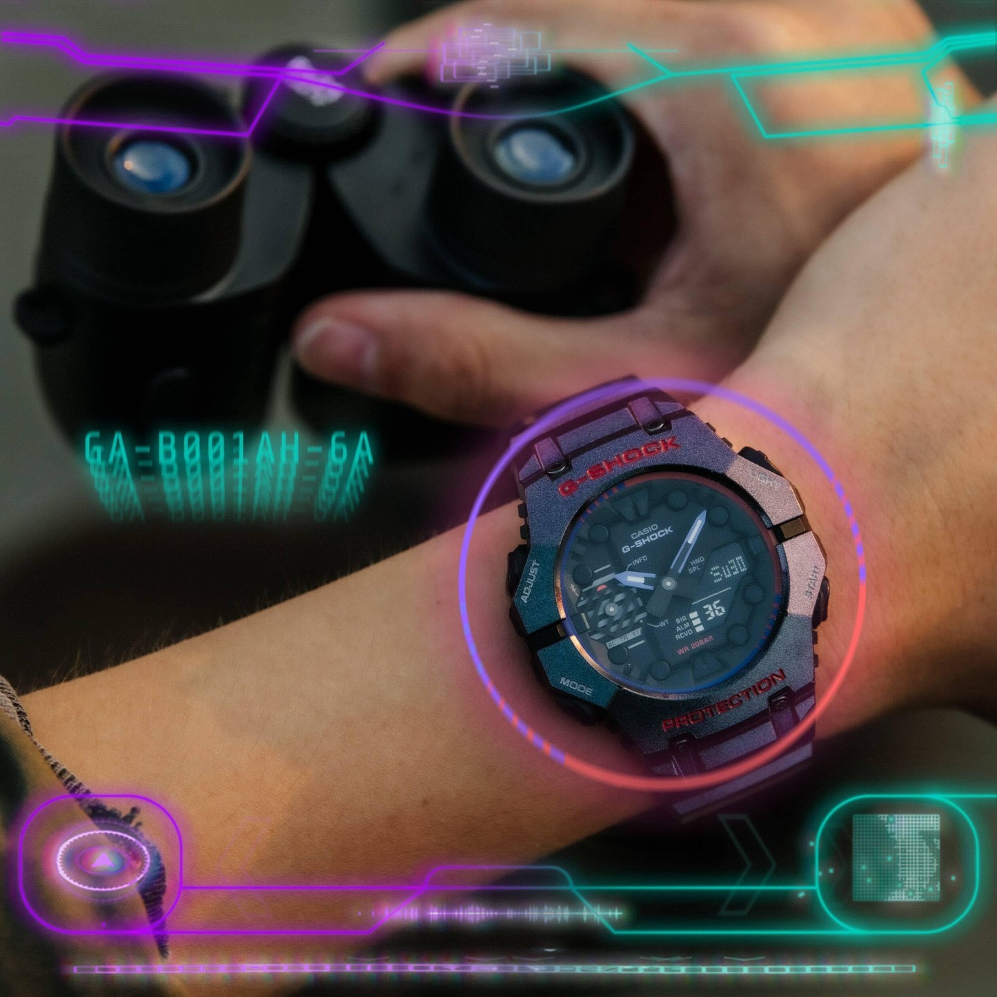 Casio G-Shock GA-B001AH-6A Smartphone Link Analog-Digital Men Watch (Purple x Green) GAB001AH-6A