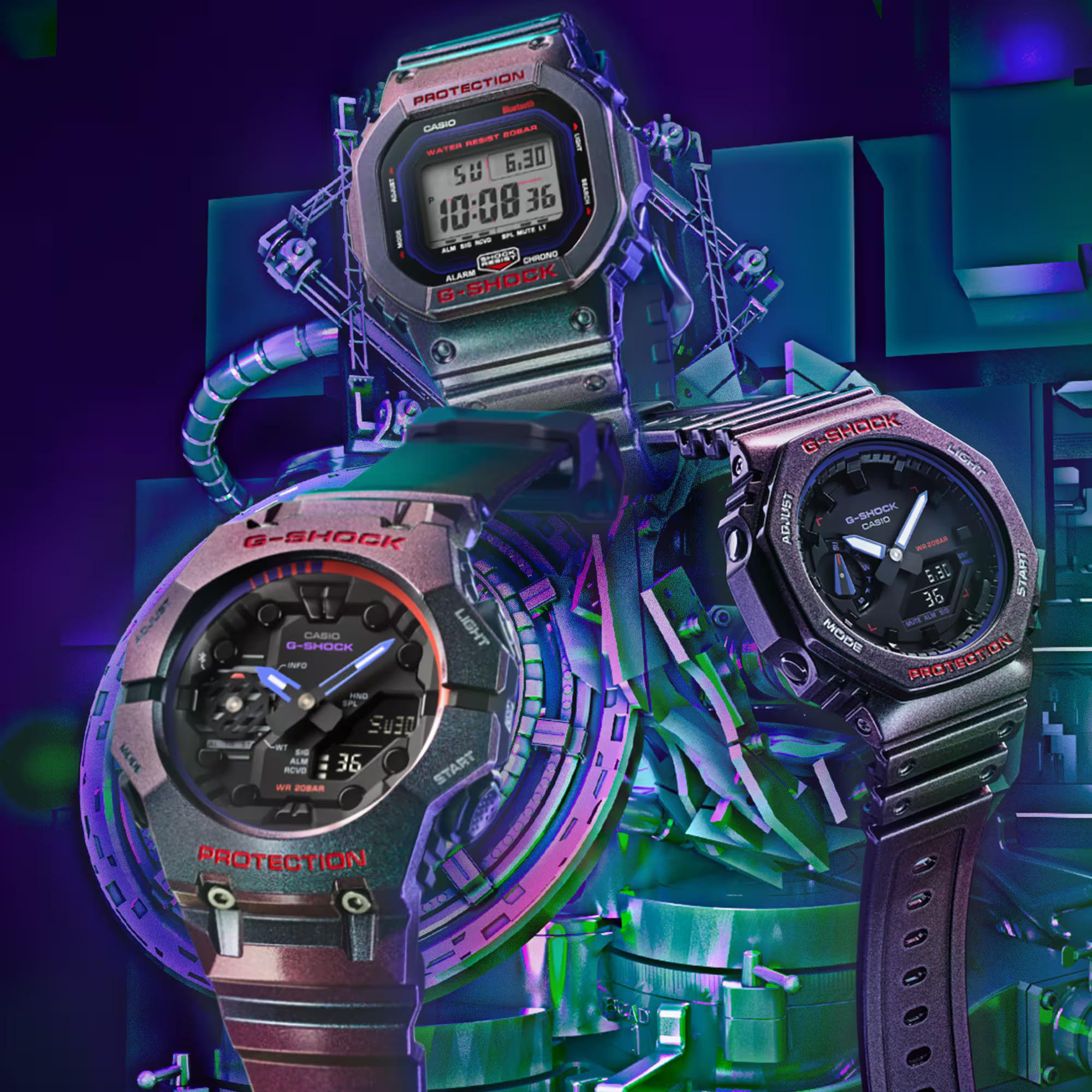 Casio G-Shock GA-B001AH-6A Smartphone Link Analog-Digital Men Watch (Purple x Green) GAB001AH-6A