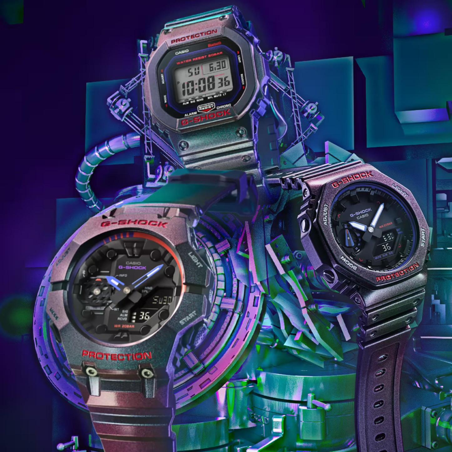Casio G-Shock GA-B001AH-6A Smartphone Link Analog-Digital Men Watch (Purple x Green) GAB001AH-6A