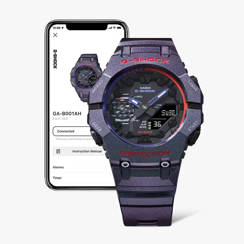 Casio G-Shock GA-B001AH-6A Bluetooth Smartphone Link Men Watch Purple x Green OzDigitalWatch.com.au