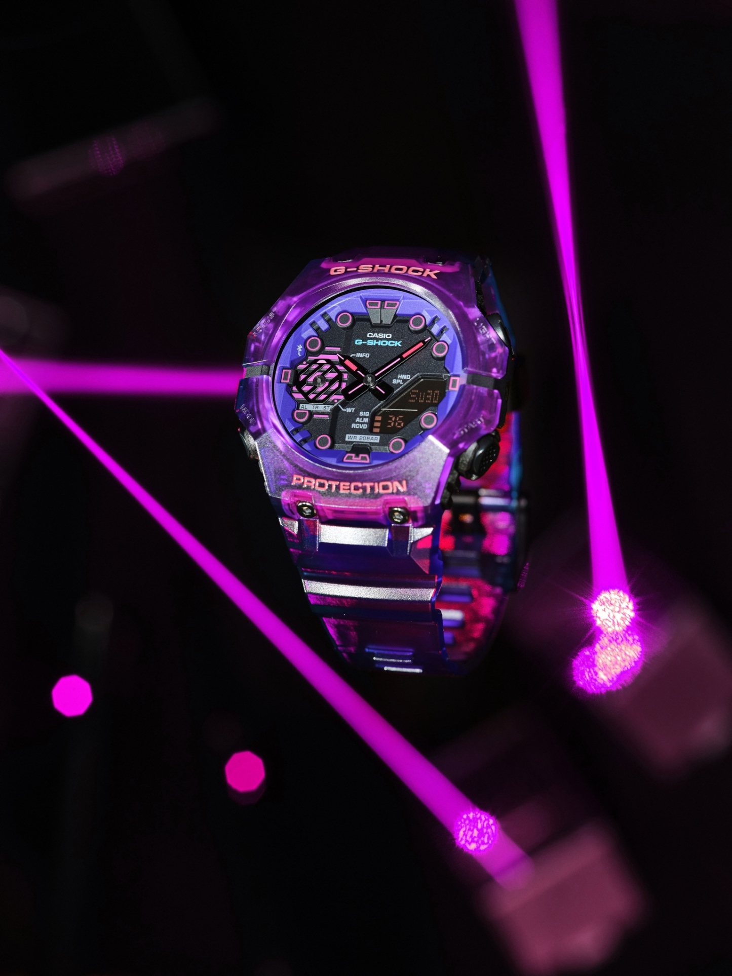 Casio G-Shock GA-B001CBRS-6A Bluetooth Smartphone Link Watch Purple OzDigitalWatch.com.au