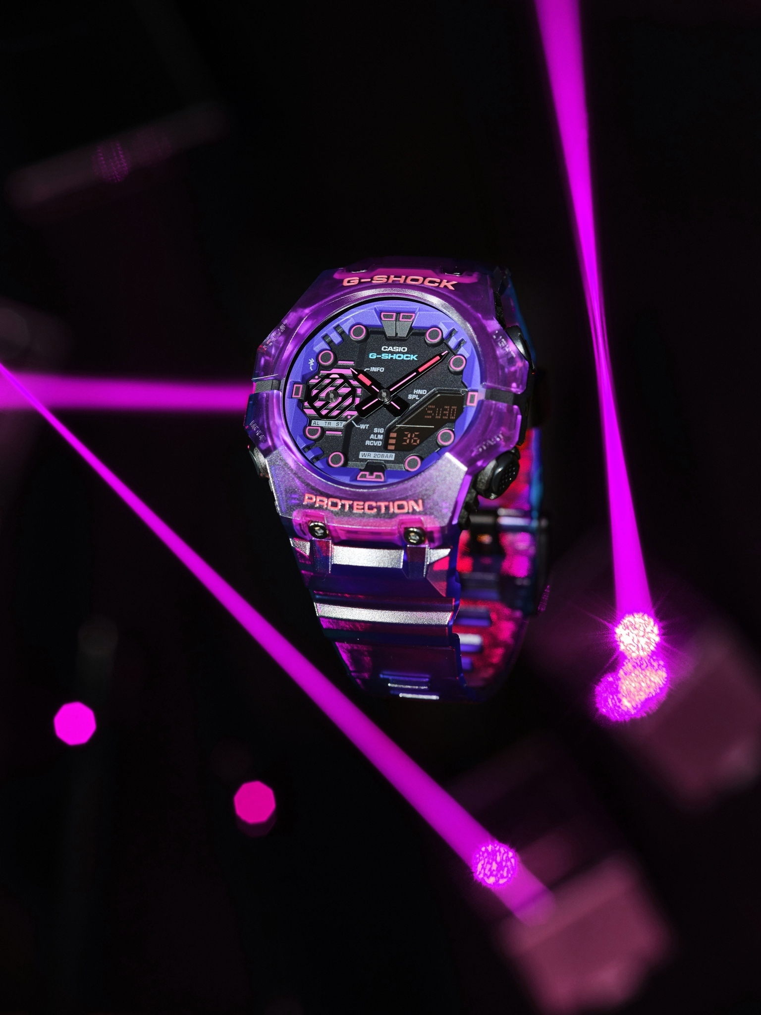 Casio G-Shock GA-B001CBRS-6A Bluetooth Smartphone Link Watch Purple OzDigitalWatch.com.au