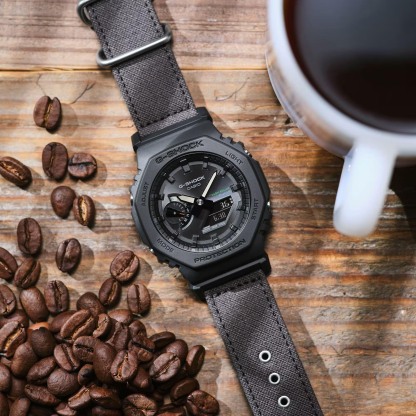 Casio G-Shock GA-B2100CT-1A5 CasiOak Solar Bluetooth Men's Watch - Black & Dark Brown, Cloth Band