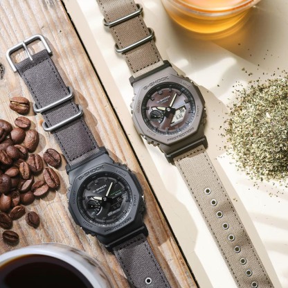 Casio G-Shock GA-B2100CT-1A5 CasiOak Solar Bluetooth Men's Watch - Black & Dark Brown, Cloth Band
